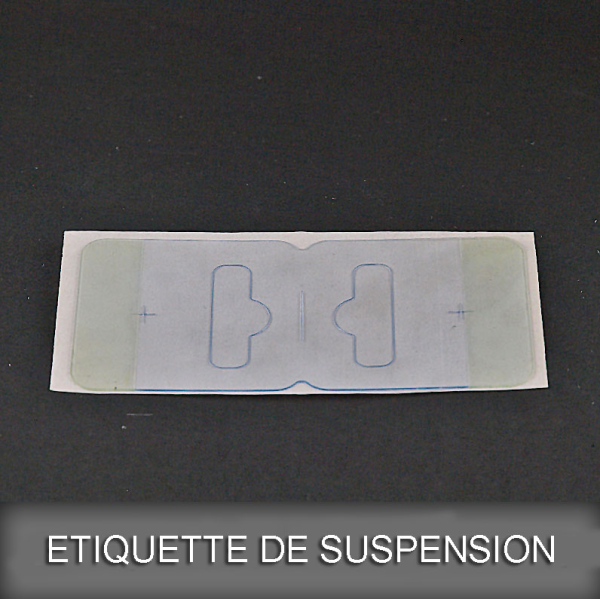 Etiquette de suspension adhésive double volets