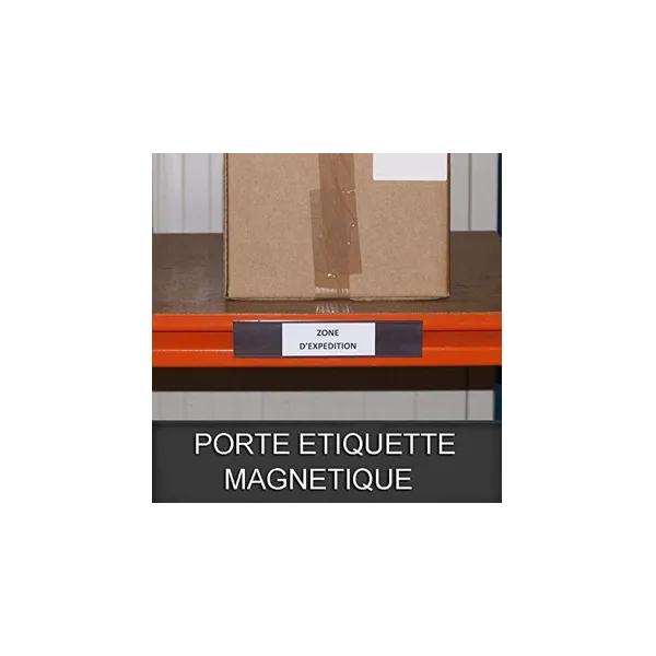 Porte étiquette magnétique avec bristol et protection PVC Longueur 1m  Largeur 30mm