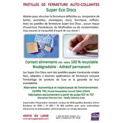 Pastilles de fermeture papier écologiques et translucides Ø25mm - Adhésif permanent