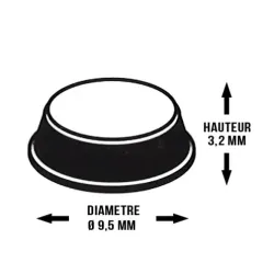 Butée adhésive cylindrique Ø 9,5 H 3,2mm