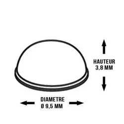 Butées adhésive hémisphérique Ø 9,5 H 3,8mm