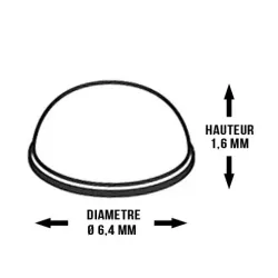 Butée adhésive hémisphérique Ø 6,4 H 1,6mm
