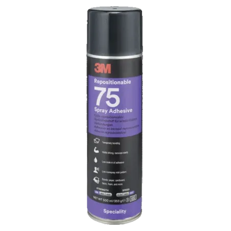Colle en spray 3M 75 Repositionnable pour collage textiles 500ml