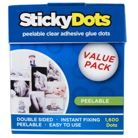 Sticky Dots pastilles de colle enlevable easy tack CF150 - Boite de 1600 Sticky Dots pastilles de colle enlevable easy tack CF150 - Boite de 1600