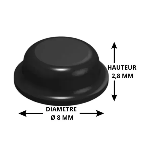 Butée de protection 3M Bumpon SJ5076 cylindrique boite de 3000 - 8 x 2,8 mm - Noire
