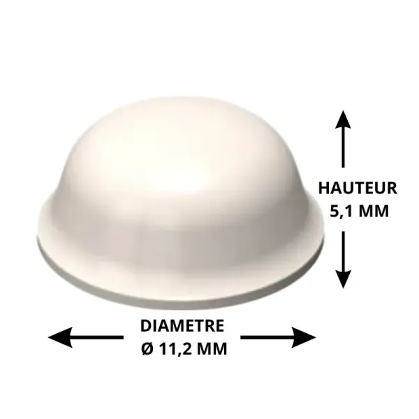 Butée adhésive 3M Bumpon SJ5003 hémisphérique boite de 3024 - 11,2 x 5,1 mm - Blanche