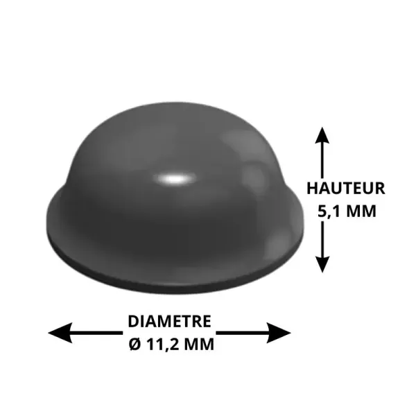 Butée adhésive de protection 3M SJ5003 hémisphérique boite de 3000 - 11,2 x 5,1 mm - Grise