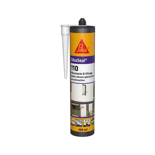 Cartouche de mastic silicone SikaSeal 110 300 ml pour menuiserie, vitrage et joints de construction