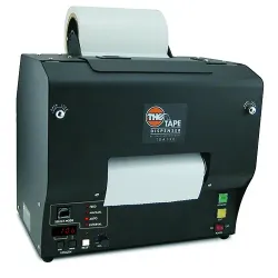 Vue du dévidoir automatique START International TDA150-NM utilisé avec film adhésif de protection large