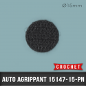 Pastille auto agrippante adhésive Crochet Ø15mm Noir