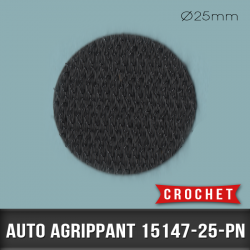 Pastille auto agrippante adhésive Crochet Ø25mm Noir