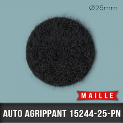 Pastille auto agrippante adhésive Maille Ø25mm Noir