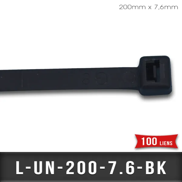 Lien de fermeture nylon 200mm L7,6mm Noir