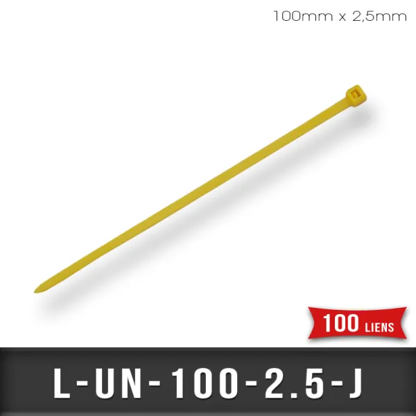 Lien de Fermeture nylon 100mm L2,5mm Jaune