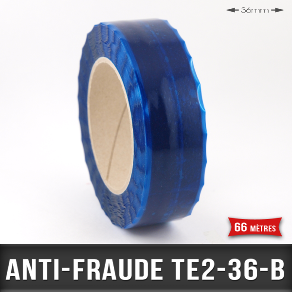 Rouleau adhésif anti-fraude 36mm Bleu